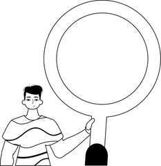 The derision is holding a coke up looking glass . datum search oppress . moonshine and flannel linear vogue. Trendy style, Vector Illustration