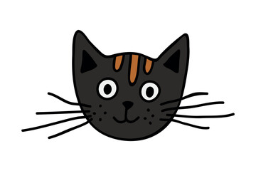 Hand drawn cat muzzle clipart. Cute pet face doodle