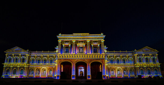 Singapore - August 28 2019: Singapore Night festival Projection Mapping at Singapore National Museum.