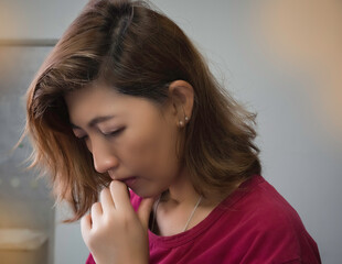 Fototapeta premium Sadness woman with worry and depressed feeling,