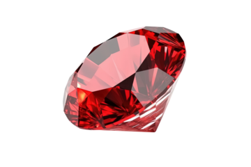 Big red diamond isolated on transparent background. Generative Ai