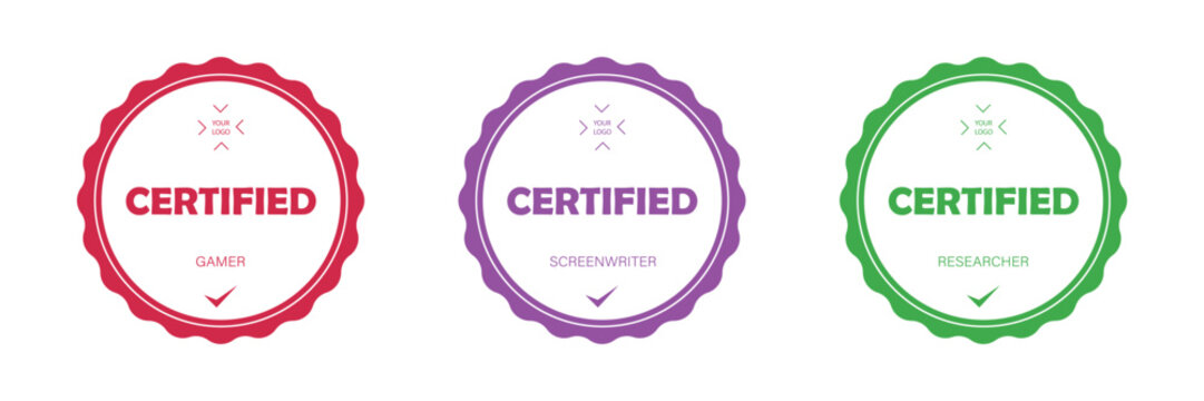 Get a set of certificates with IT professions. Gamer, screenwriter, researcher