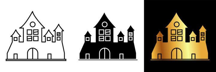  The Haunted House Icon represents a spooky and eerie haunted mansion. It symbolizes Halloween, haunted places, ghosts, and the thrill of haunted attractions.