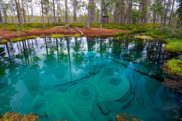 Refreshing Natural Spring Clear Water Surface with Turquoise Reflections