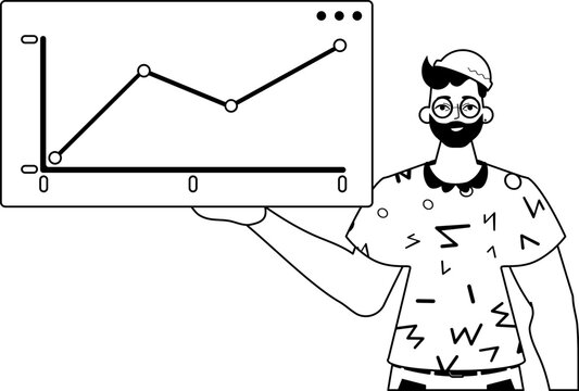 The derision holds a graph of emergence with positivist moral ability . black and lacuna analogue manner. Trendy style, Vector Illustration