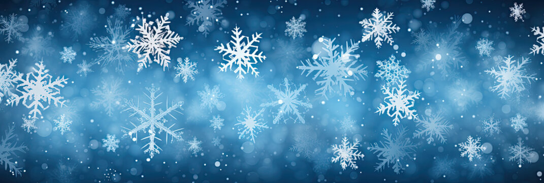 snowflakes on blue background. Christmas background
