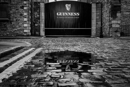 Dublin, Ireland - July 23rd 2023: Famous black gate at the Guinness Storehouse