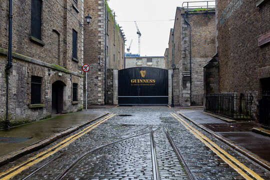 Dublin, Ireland - July 23rd 2023: Famous black gate at the Guinness Storehouse