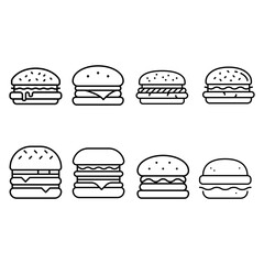 Burger icon vector set. fast food illustration sign collection. food symbol.
