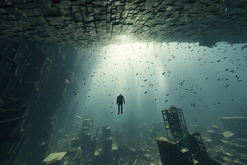 Obraz premium Urban Abyss - Generative AI illustration