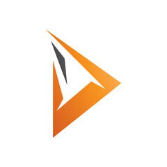 Black and Orange Spiky Triangular Letter D Icon