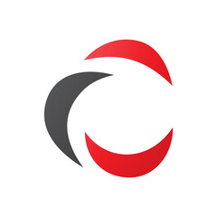 Black and Red Crescent Shaped Letter C Icon