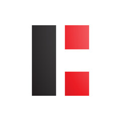 Black and Red Rectangular Letter C Icon