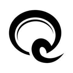 Black Hook Shaped Letter Q Icon