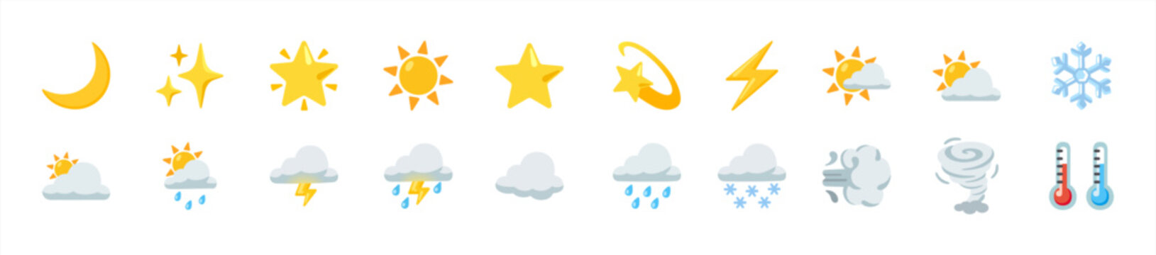 20 weather icons on white background, vector 10 eps.
