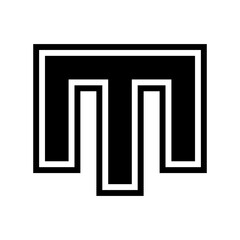 Black Letter M Icon with an Outer Stripe