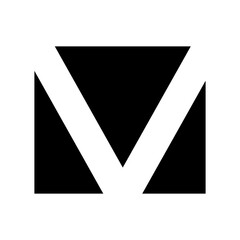 Black Rectangular Shaped Letter V Icon