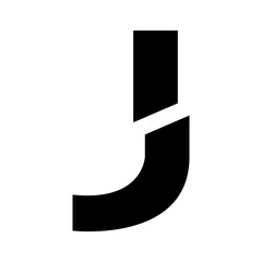 Black Split Shaped Letter J Icon