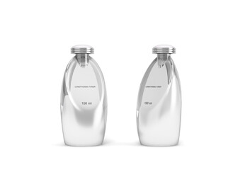 empty label glass bottles with a sprayer for brand presentation 3d render on white