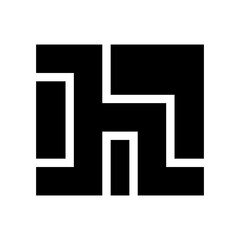 Black Square Shaped Letter H Icon