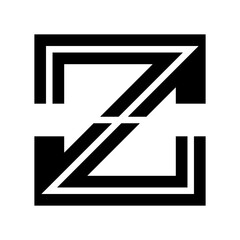 Fototapeta premium Black Striped Shaped Letter Z Icon