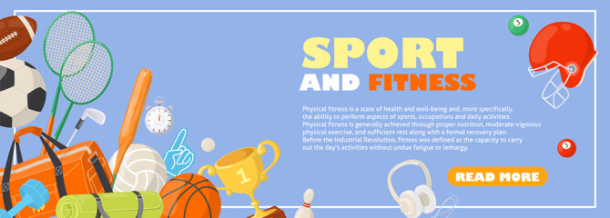 Sport and fitness informational header website banner