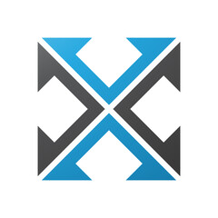 Blue and Black Arrow Square Shaped Letter X Icon