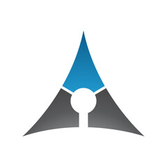 Fototapeta premium Blue and Black Deflated Triangle Letter A Icon