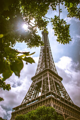 Dramatic clouds over the Eiffel Tower in Paris, France 