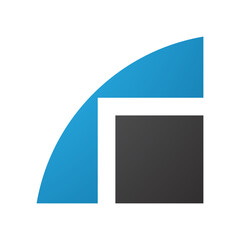 Blue and Black Geometrical Letter R Icon