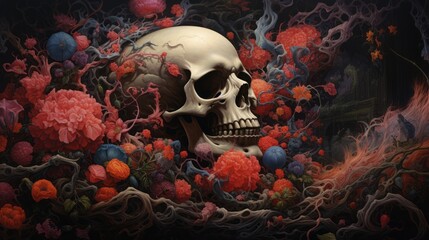 Skull image. Beautiful illustration picture. Generative AI