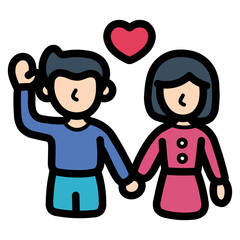 love filled outline icon style