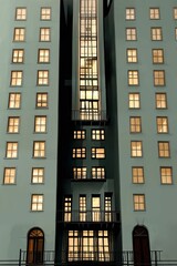 illustration digital painting of building apartment in city, generative AI