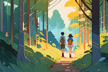 Walking in the woods in the morning.
Generative AI