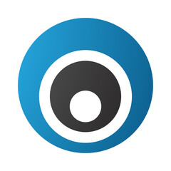 Blue and Black Letter O Icon with Nested Circles