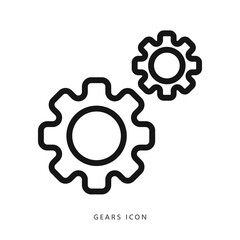 Gears icon with style line. Vector illustration
