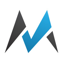 Blue and Black Pointy Tipped Letter M Icon