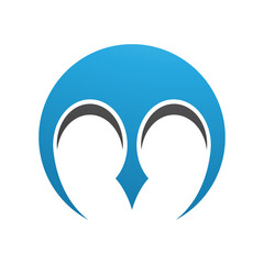 Blue and Black Round Letter M Icon with Pointy Tips