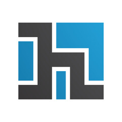 Blue and Black Square Shaped Letter H Icon