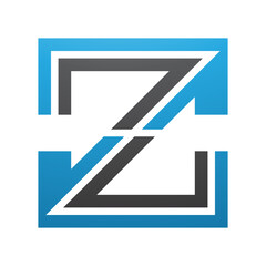 Blue and Black Striped Shaped Letter Z Icon