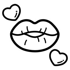 kiss line icon style
