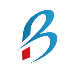 Blue and Red Slim Letter B Icon with Pointed Tips