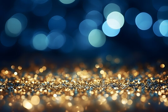 Luminous Blue and Gold Glitter Lights - Generative AI © Martin Lang