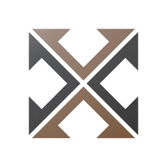 Brown and Black Arrow Square Shaped Letter X Icon