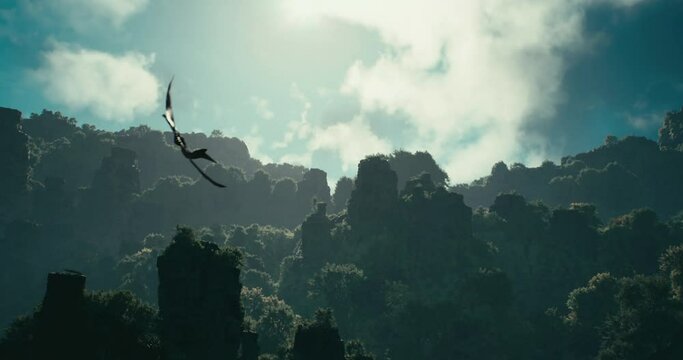 The pterodactyl prepares to hunt.