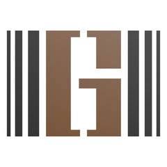 Brown and Black Letter G Icon with Vertical Stripes