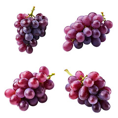 Bunch of ripe red grapes isolated on transparent background