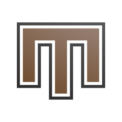 Brown and Black Letter M Icon with an Outer Stripe