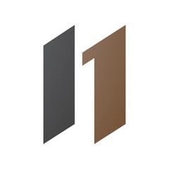 Brown and Black Letter N Icon with Parallelograms
