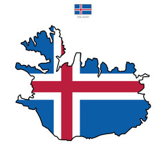 Fototapeta premium Island contour vector map with flag and state in color. Background map eps 10